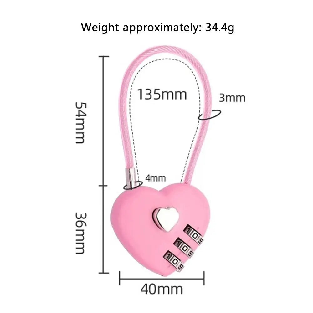 Valentine's Day Heart Style Love Password Lock 3 Digit Password Password Code Padlock Padlock Schoolbag Oasis Select