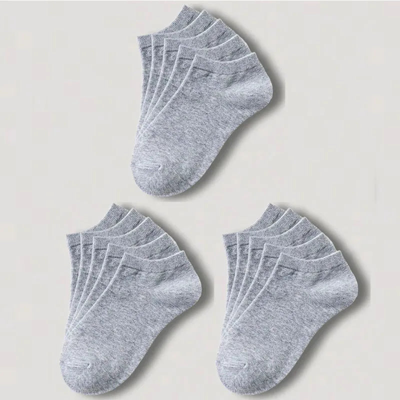 1-20pairs Wholesale Unisex Socks, Breathable Sports Socks, Solid Color Boat Socks, Comfortable Cotton Ankle Socks, White Oasis Select 15pairs gray