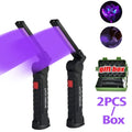 Multi-functional UV Flashlight USB Rechargeable Black Light Torch 5 Modes Emergency Red and White Light Flashlight Work Light Oasis Select 395nm uv light Short 2PCS With box