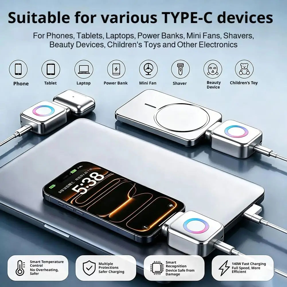 AI USB-C Auto Cut-Off Charging Protector – 140W Overcharge Stop