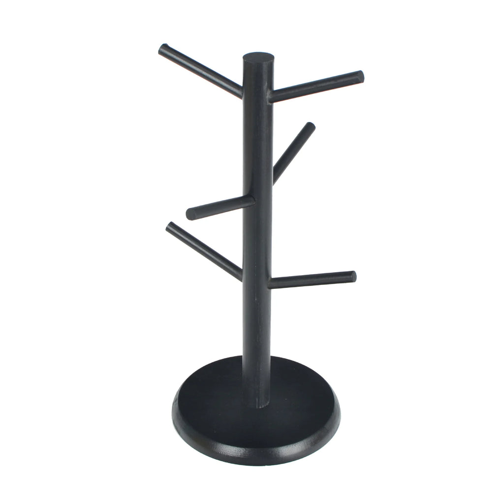 Tree Shape Bamboo Mug Holder Stand – 6-Hook Cup Display Rack