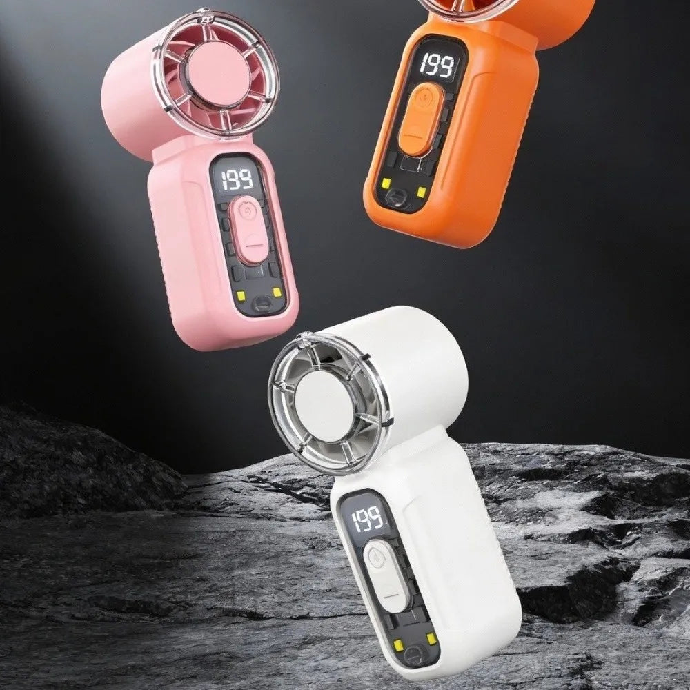 USB Rechargeable Mini Handheld Fan Ultra-Quiet Digital Display Small Electric Fan Powerful Wind Personal Cooling Fan Concert Oasis Select