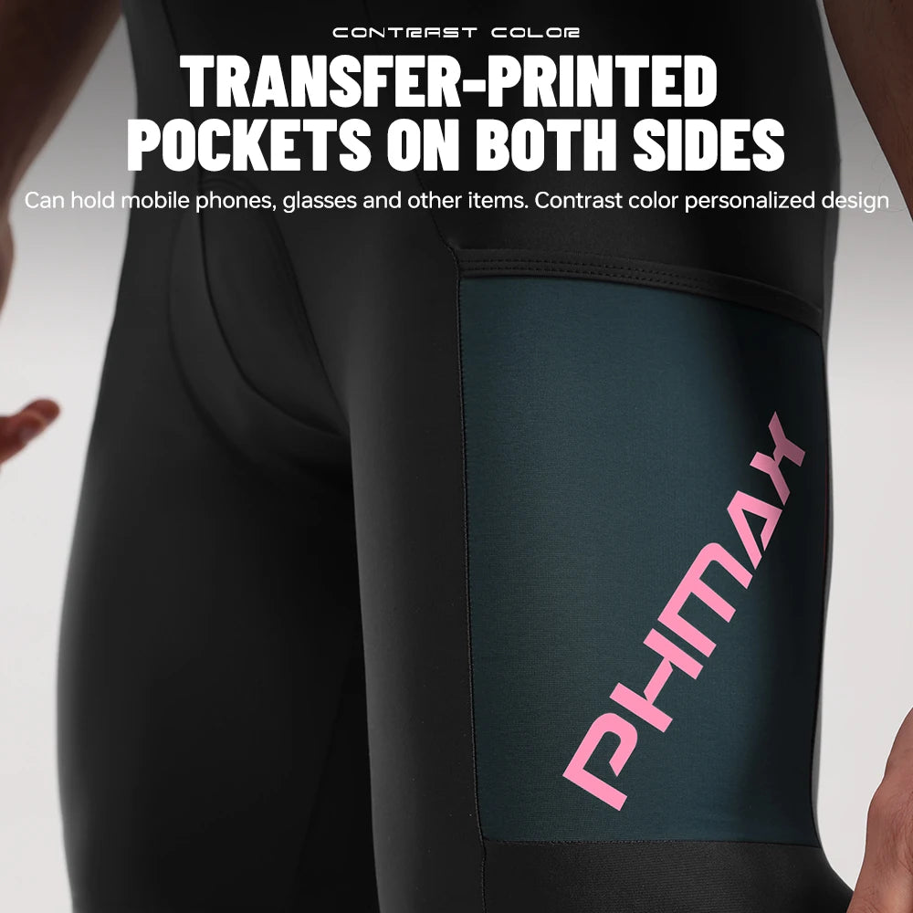 PHMAX Men's Cycling Bib Shorts 5D Silicone Gel Pad Shock Absorption Road Bike Bibs Summer Breathable Bicycle Riding Shorts Oasis Select