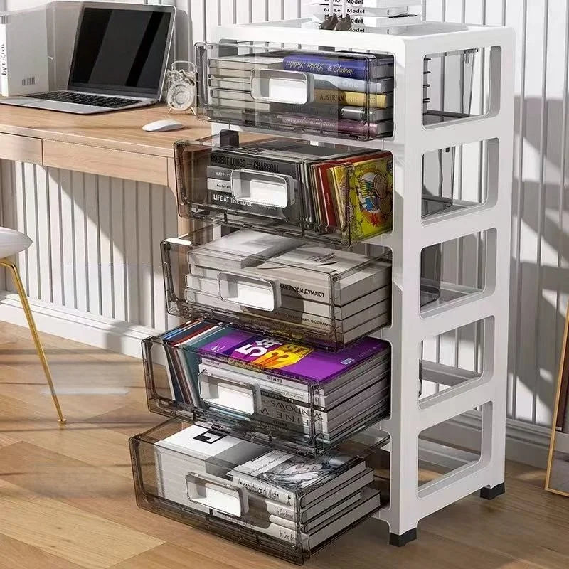 3-6 Tier Storage Cabinet,Large Capacity & Space-Saving Organizer,Transparent Black for Living Room/Bedroom/Study Oasis Select