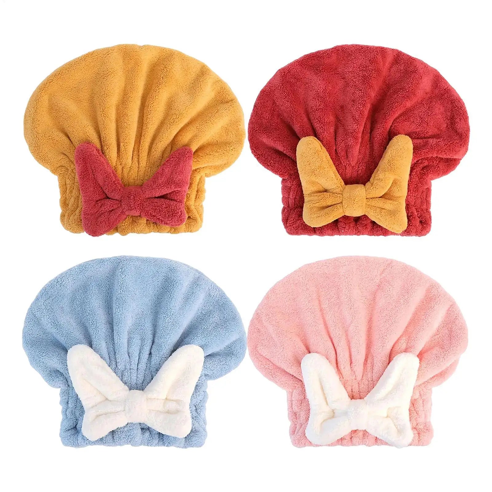1Pc Hair Drying Towels Head Wrap with Bow-Knot Shower Cap Hair Turban HairWrap Bath Cap for Curly Long Wet Hair Drying Hair Oasis Select