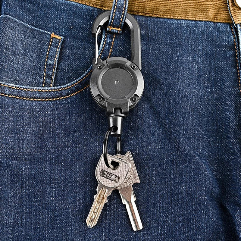 Anti-theft Metal Easy-to-pull Buckle Rope Elastic Keychain Retractable Key Ring Anti Lost Ski Pass ID Card Oasis Select