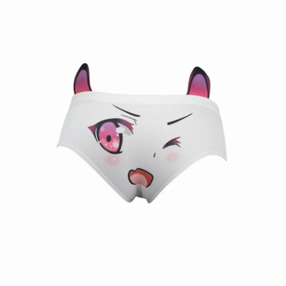 Waist and Hip 3D Ear Women Lingerie Cute Face Printed Comfortable Underwear Breathable Girl Knickers Women Girls Oasis Select 1pc XXXS Style 05