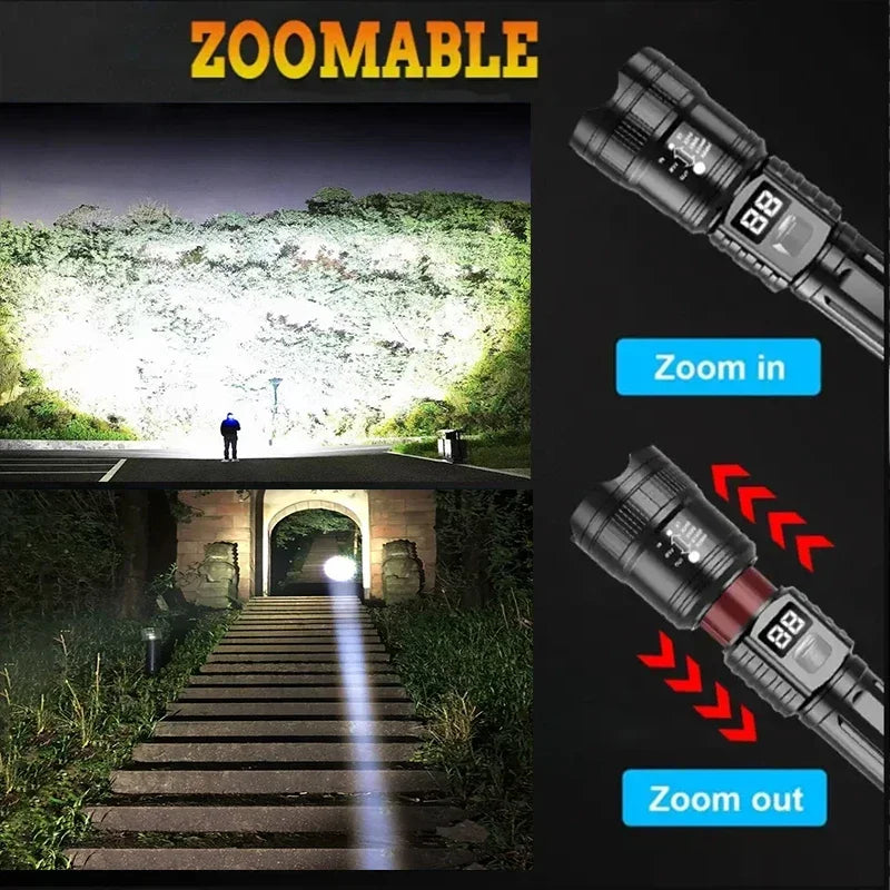High Power LED Flashlights Rechargeable 3mode Lamp Portable Military Tactical Lantern Zoom Torch Light Outdoor Camping Fishing Oasis Select