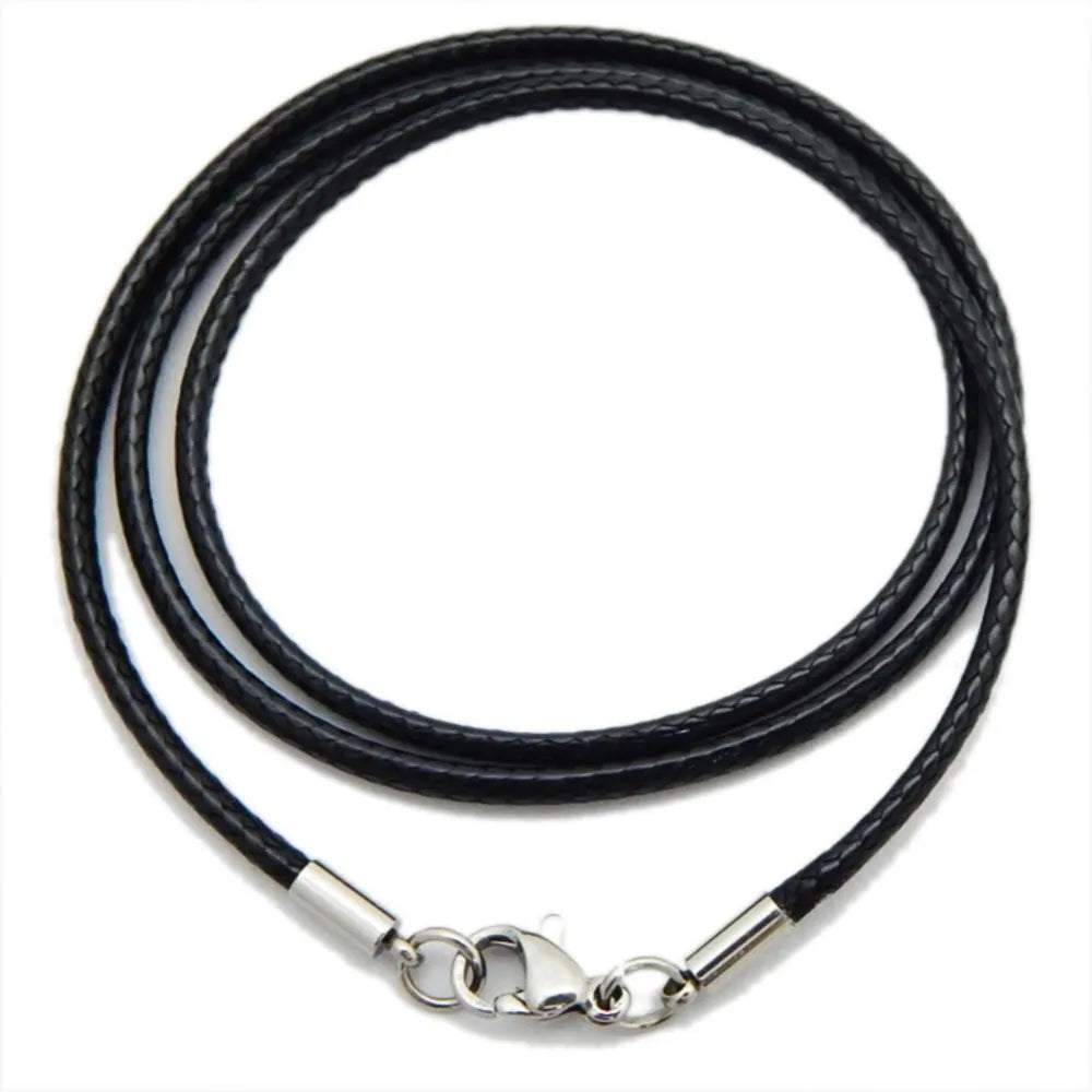 1/1.5/2/3mm Waterproof Braided Leather Chain Cord Rope Necklace with Stainless Steel Clasp for DIY Pendant Jewelry Making Men Oasis Select