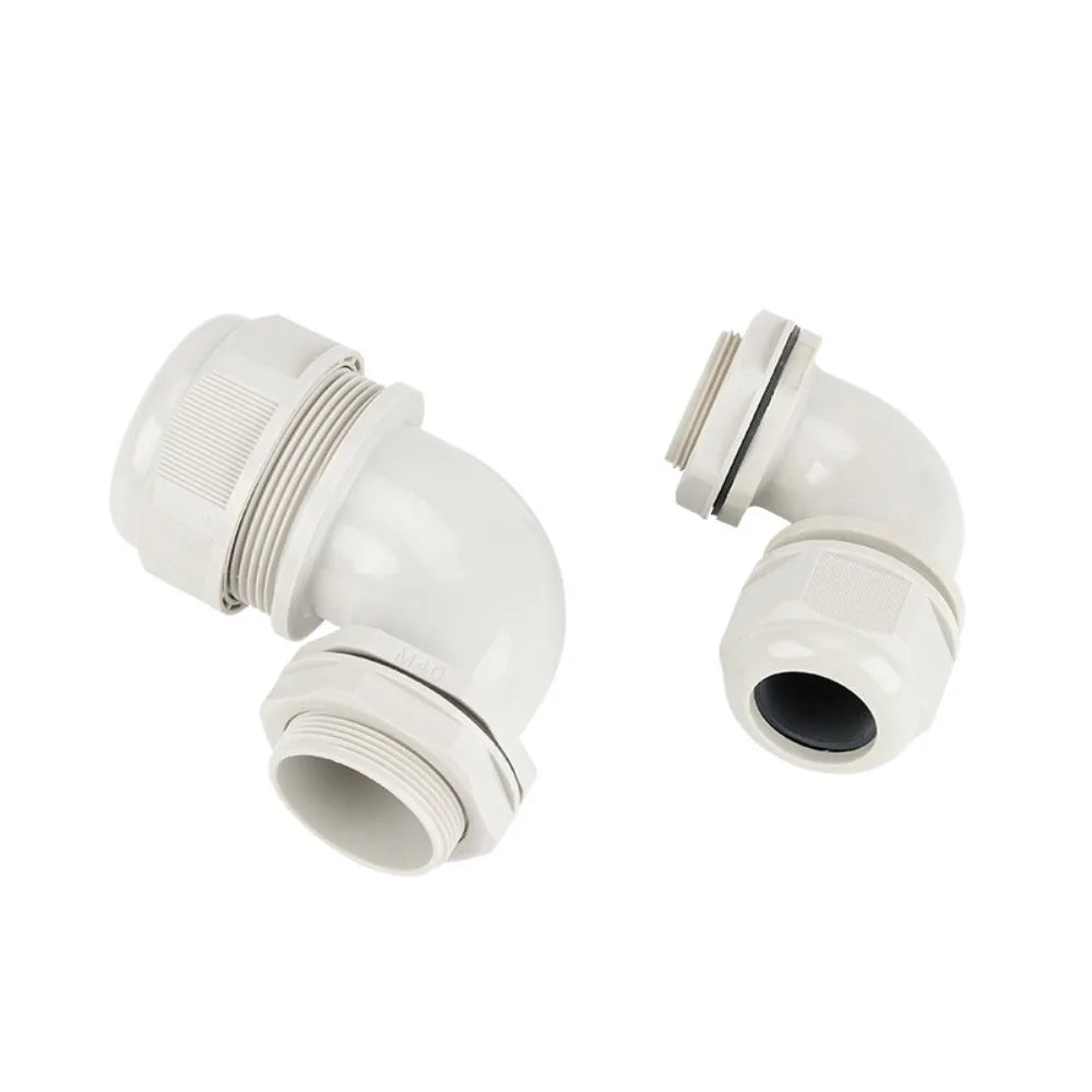 5pcs M12/M16/M20/M25 Nylon Waterproof 90 Degrees Cable Gland Wire Fitting Plastic Range Entry Oasis Select
