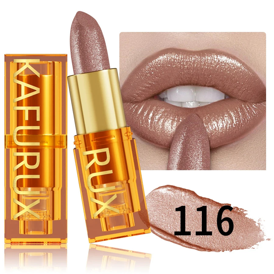 KAFURUX 16-Color Glitter Metallic Lipstick – Long-Lasting Matte