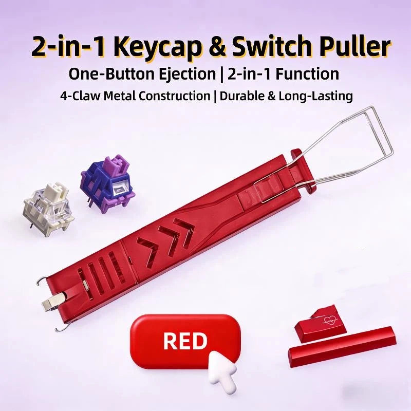 2 In 1 Keycaps Puller Accessories Unloading For Gaming Keyboard Switches Remover Button Extractor Tool Oasis Select Red