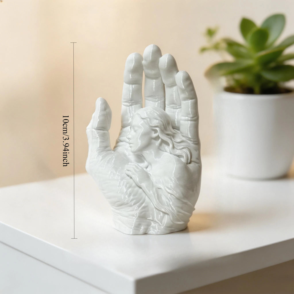 Modern Hand with Woman Figurine Minimalist Art Sculpture Abstract Statue Craftwork Ornament for Home Office Desktop Decor Gifts Oasis Select Hand white 10x6.8x5.2cm