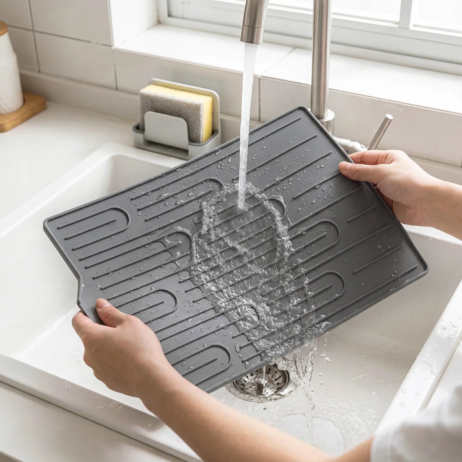 Silicone Dish Drying Mat Large Multipurpose Non-Slip Heat Resistant Countertop Easy Clean for Dishes Hot Pots Multi Colors Oasis Select
