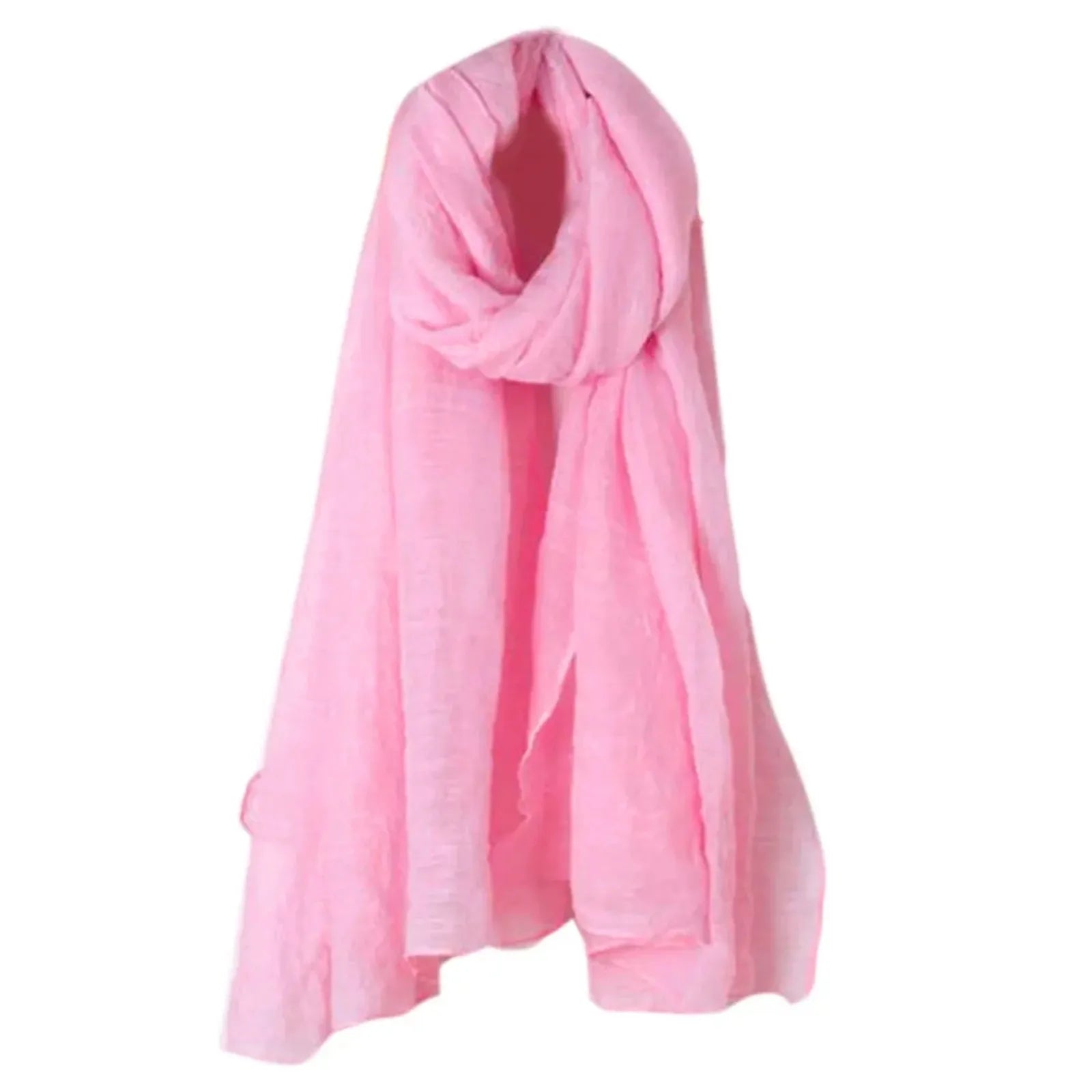 Fashion New 16 Colors Women Long Scarf Wrap Scarves Vintage Cotton Linen Large Shawl Hijab Elegant Solid Black Red White Oasis Select Pink One Size