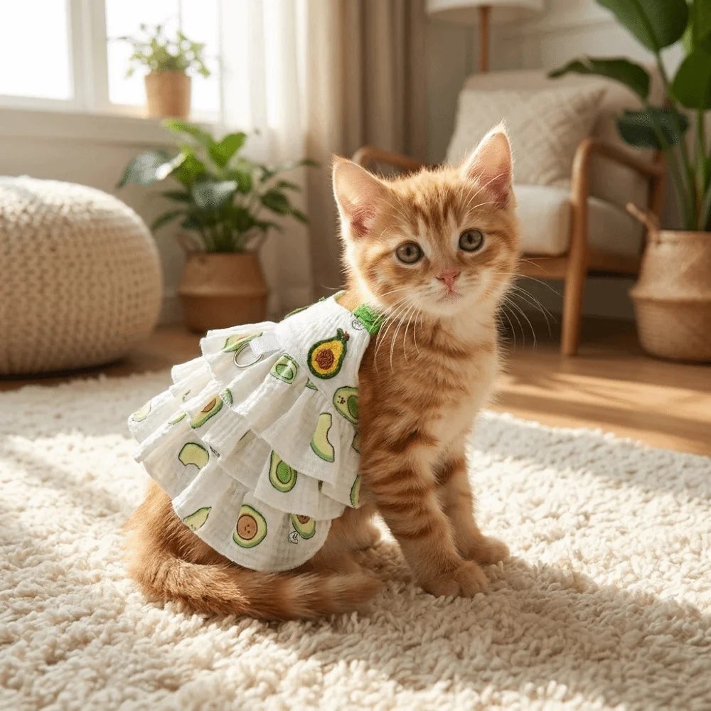 Sweet Style Thin Breathable Dog Cake Skirt Comfortable Lightweight Dog Suspenders Dress Cotton Cartoon Summer Cat Clothes Indoor Oasis Select