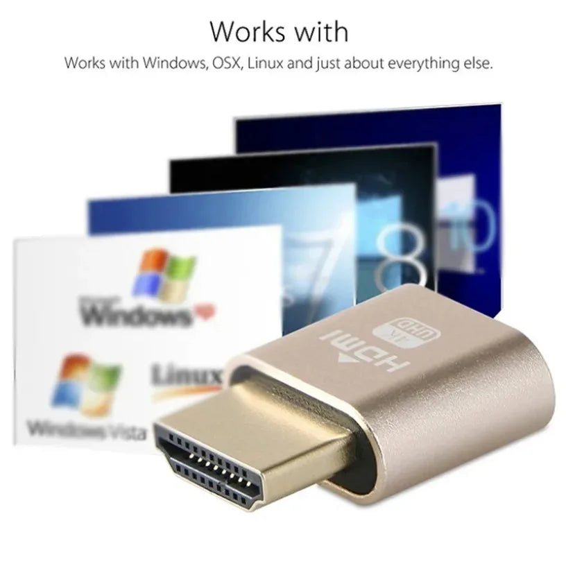 4K HDMI-Compatible Dummy Plug DP VGA DVI Mini DP Display Emulator Virtual Monitor Headless Display Adapter Emulator Easy-To-Use Oasis Select