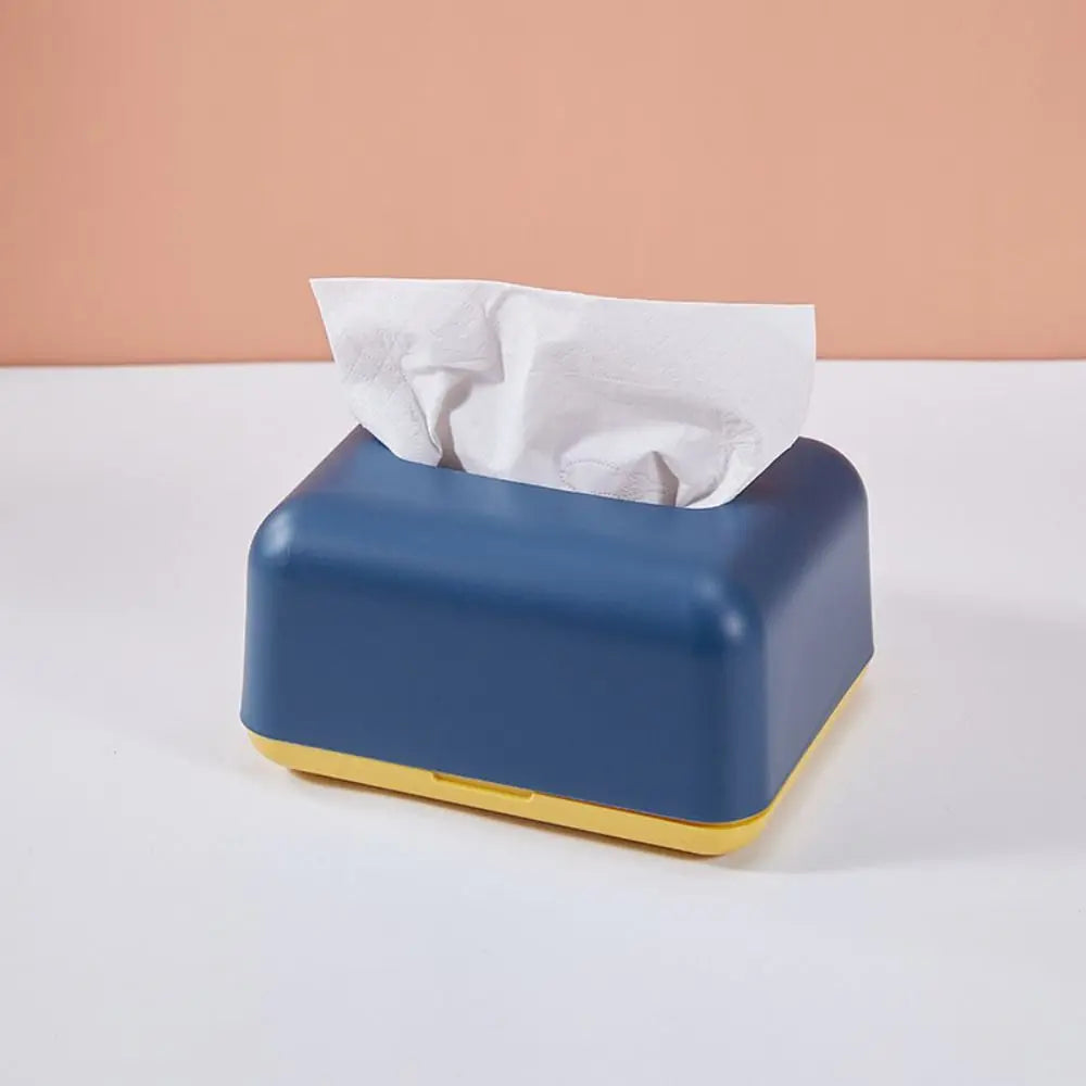 Simplicity Solid Color Napkin Holder Plastic Large Storage Tissue Case Fashion Car Tissue Box High Quality Paper Towel Box Oasis Select Blue