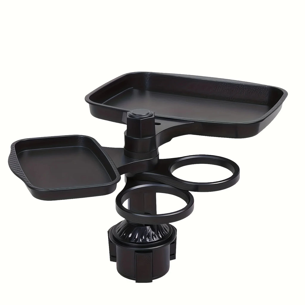 3-in-1 Detachable Car Cup Holder Tray-Expandable Food Table with 360° Rotating Design,Sturdy Base for Long Road Trips Table Tray Oasis Select black