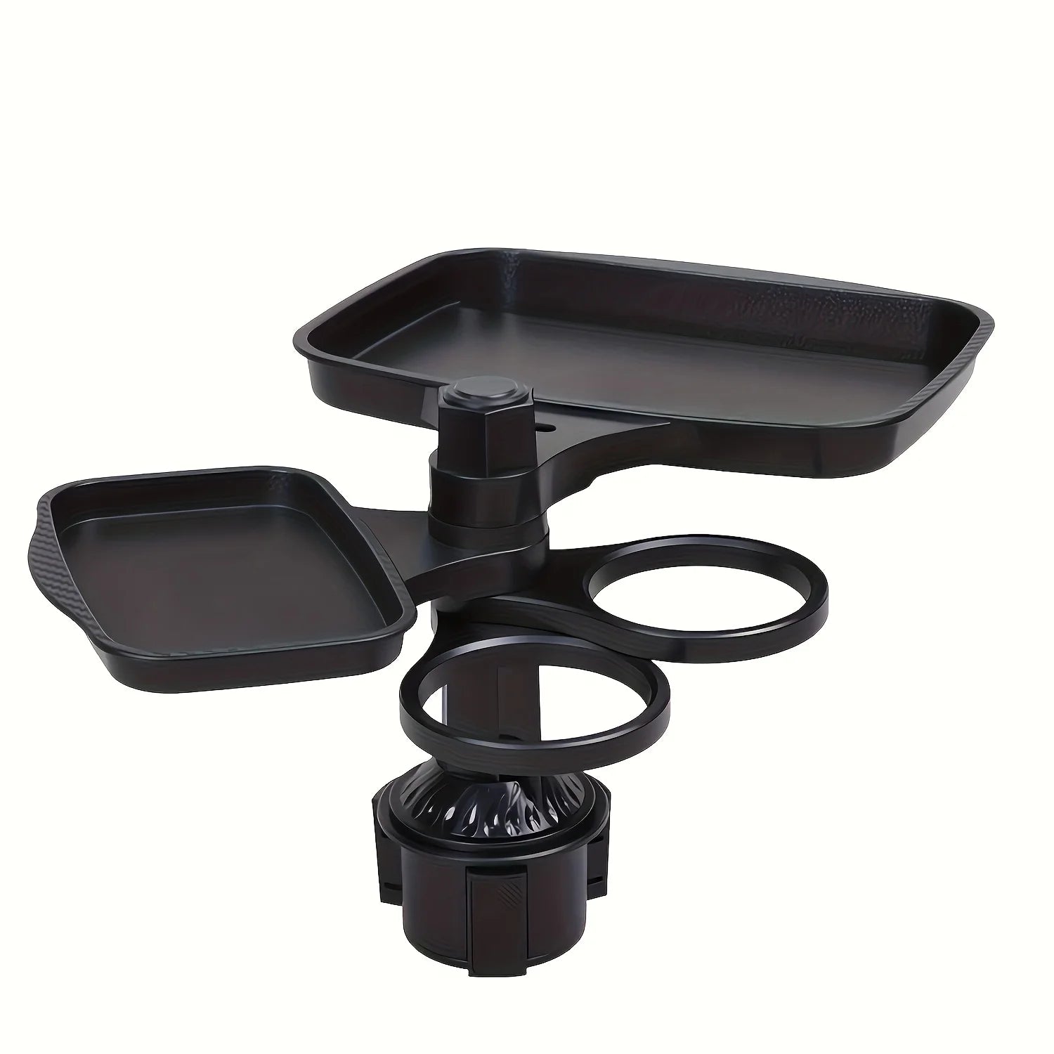3-in-1 Detachable Car Cup Holder Tray-Expandable Food Table with 360° Rotating Design,Sturdy Base for Long Road Trips Table Tray Oasis Select black