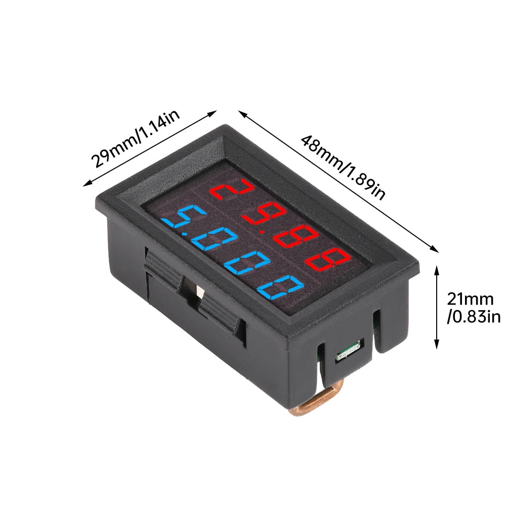 DC 0-100V 10A Blue Red Dual LCD Display Digital Voltmeter Ammeter 4 Bit 5 Wires Voltage Current Volt Detector Tester Oasis Select