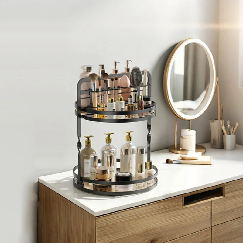 Rotating Cosmetics Storage Rack Dresser Eyeshadow Brush Shelf Premium Sense Desktop Skin Care Products Perfume Finishing Oasis Select
