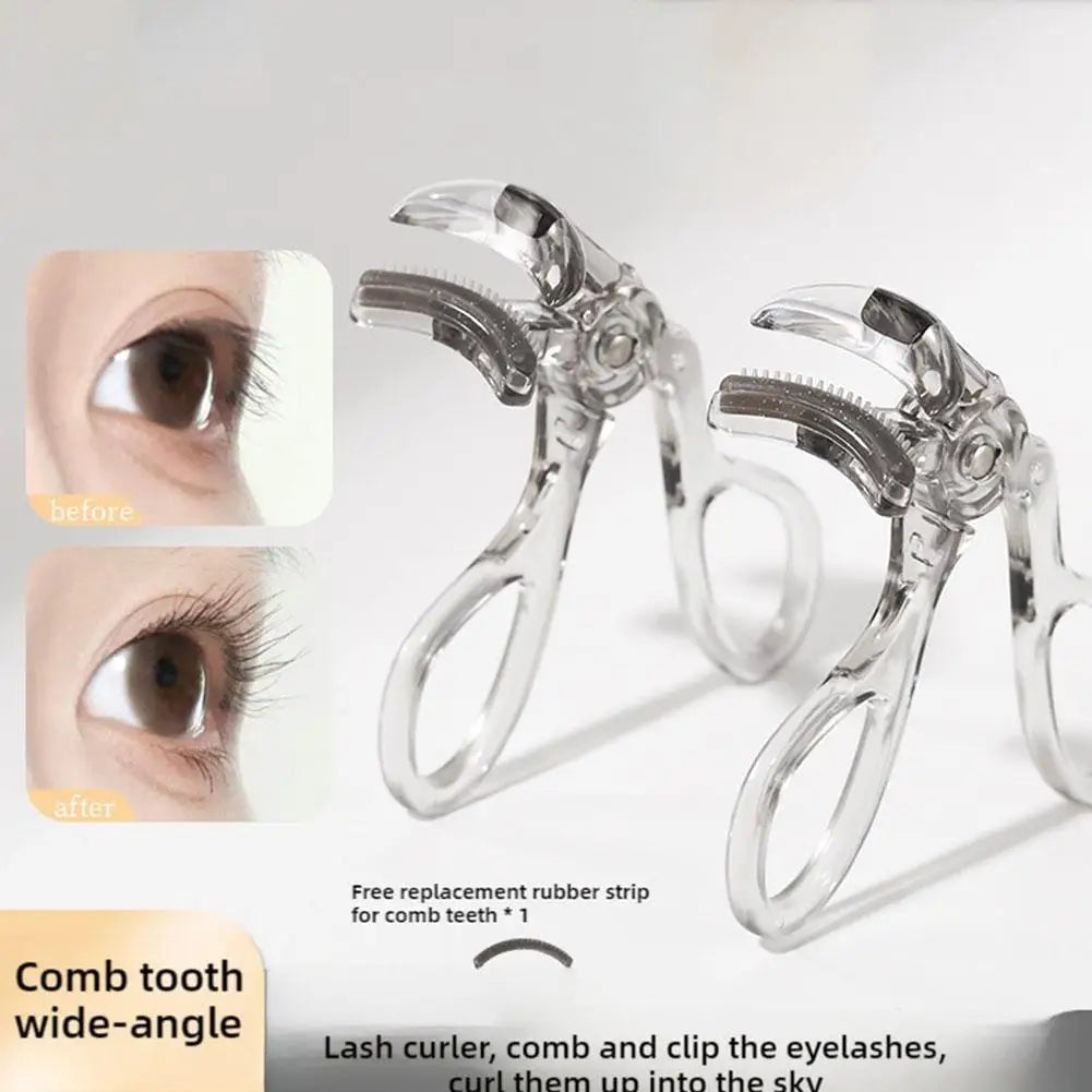 Portable Wide-Angles Eyelashes Curler And Partial Eyelash Curler Eye Lash Curler With One-Clip Comb Makeup Tool For Woman Girls Oasis Select