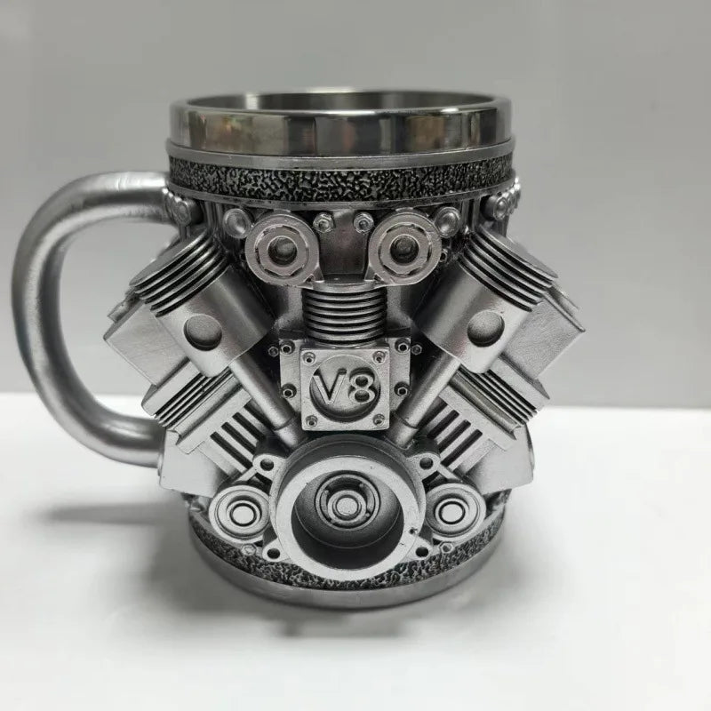 Stainless Steel Cup V8 & V6, V6 V8 Engines Design Mug, Durable & Stylish Rust-Proof 15oz Coffee Mug Perfect for Car Enthusiasts Oasis Select V8 201-300ml