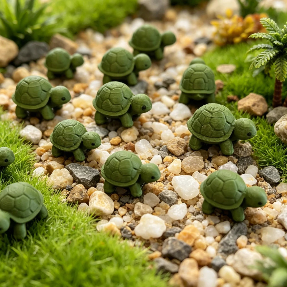 5Pcs Mini Tiny Turtle Figurine Set 3D Printing Hide Seek Micro Tortoise Ornament for Bonsai Decor Desk Prank Toy Dollhouse Decor Oasis Select