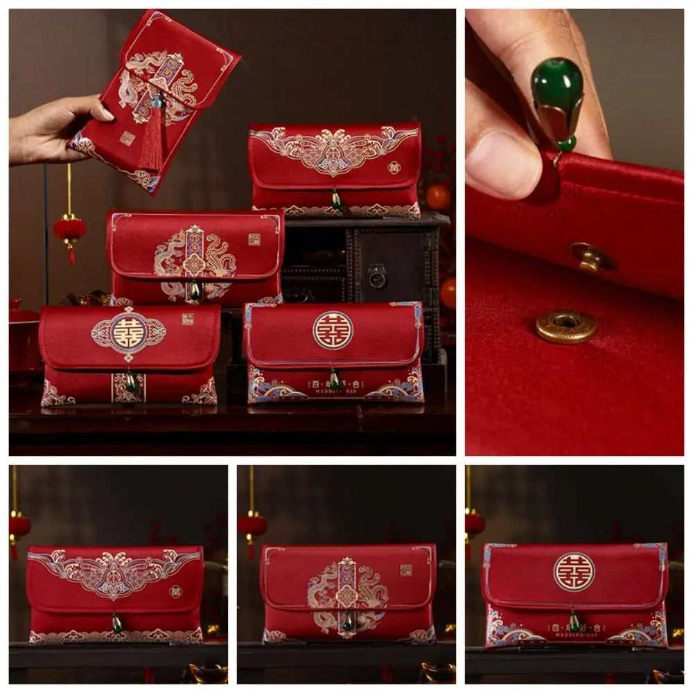 Chinese Brocade Red Envelope HongBao – Embroidered Tassel