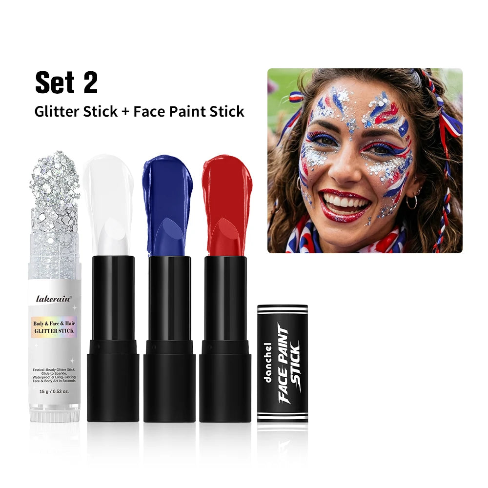 Face Body Paint Stick Set Eye Black Football Baseball Softball Non-Toxic Hypoallergenic Halloween SFX Cosplay Makeup Football Oasis Select set2