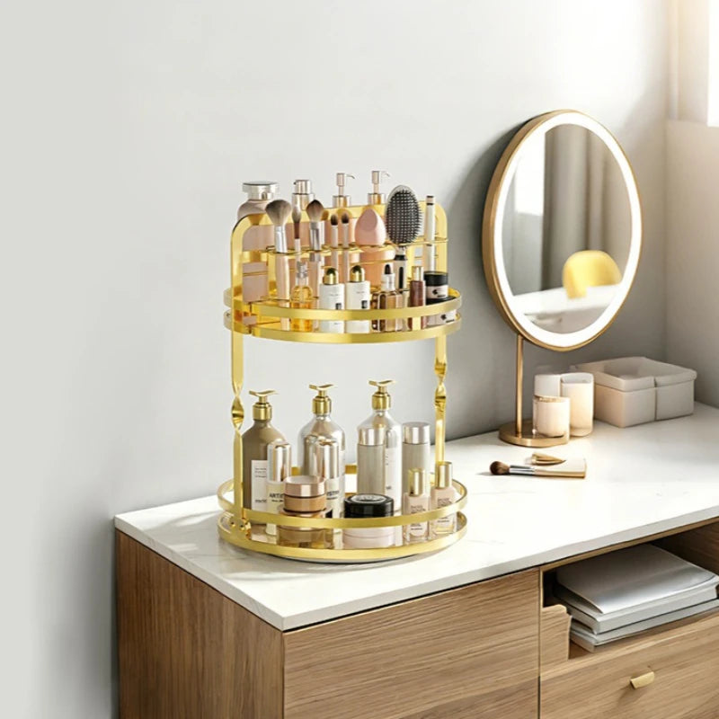 Rotating Cosmetics Storage Rack Dresser Eyeshadow Brush Shelf Premium Sense Desktop Skin Care Products Perfume Finishing Oasis Select