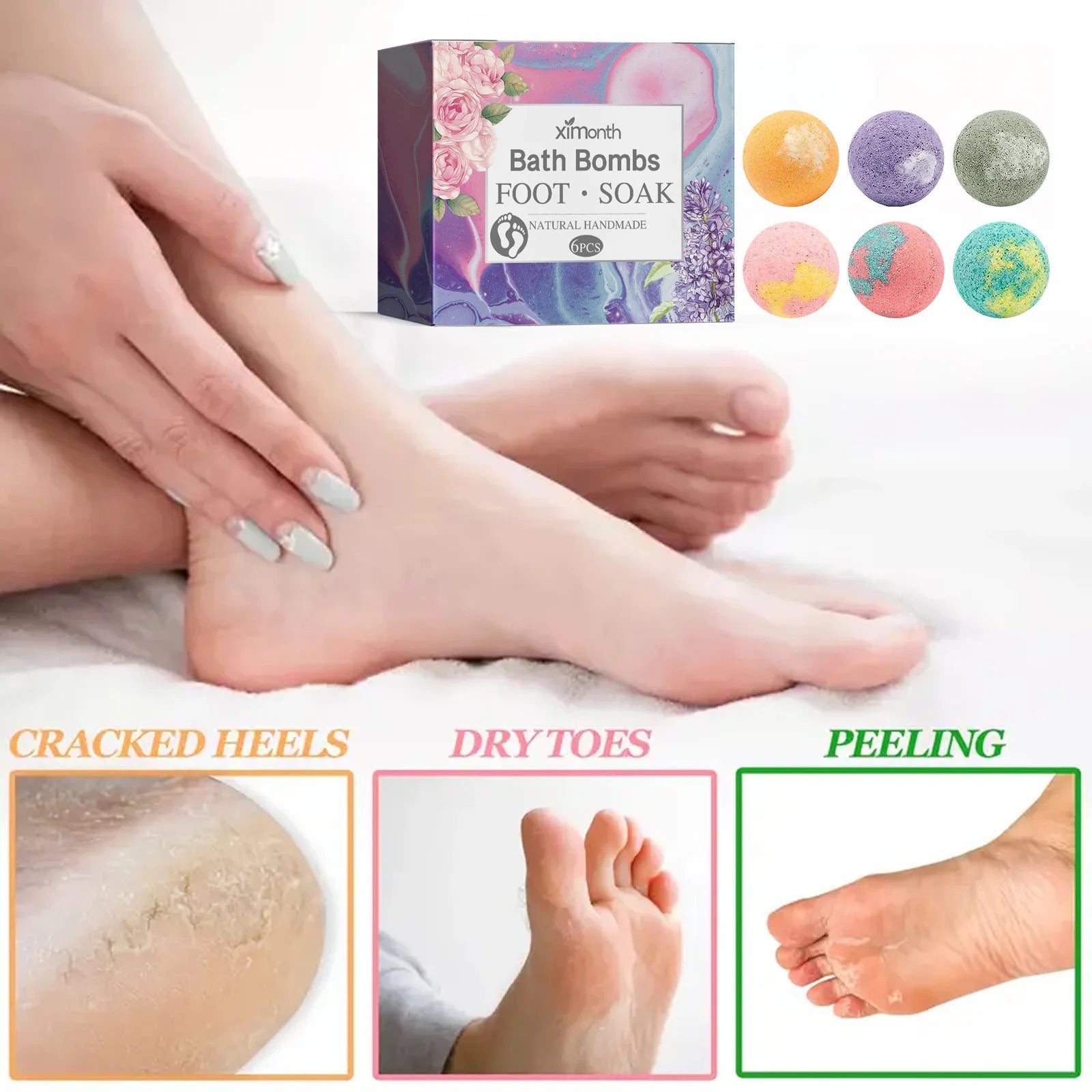 Lavender Foot Bath Ball Skin Relaxing Deep Moisturizing Improve Insomnia Rich Essential Oil SPA Handmade Feet Bath Balls 6/12pcs Oasis Select