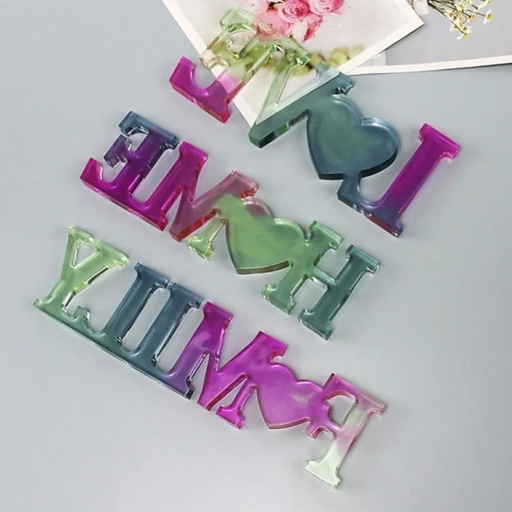 Heart Shape Silicone Love Mold Handmade English Letters DIY Resin Crafts Romantic Non-stick Epoxy Resin Mould Wedding Decor Oasis Select