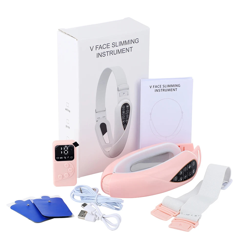 Electric Face Lifting Massager V-Shape Chin Belt & Remote