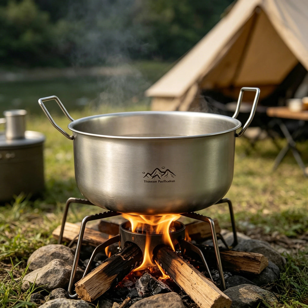 2L Titanium Camping Pot – Lightweight Folding Handle Cookware
