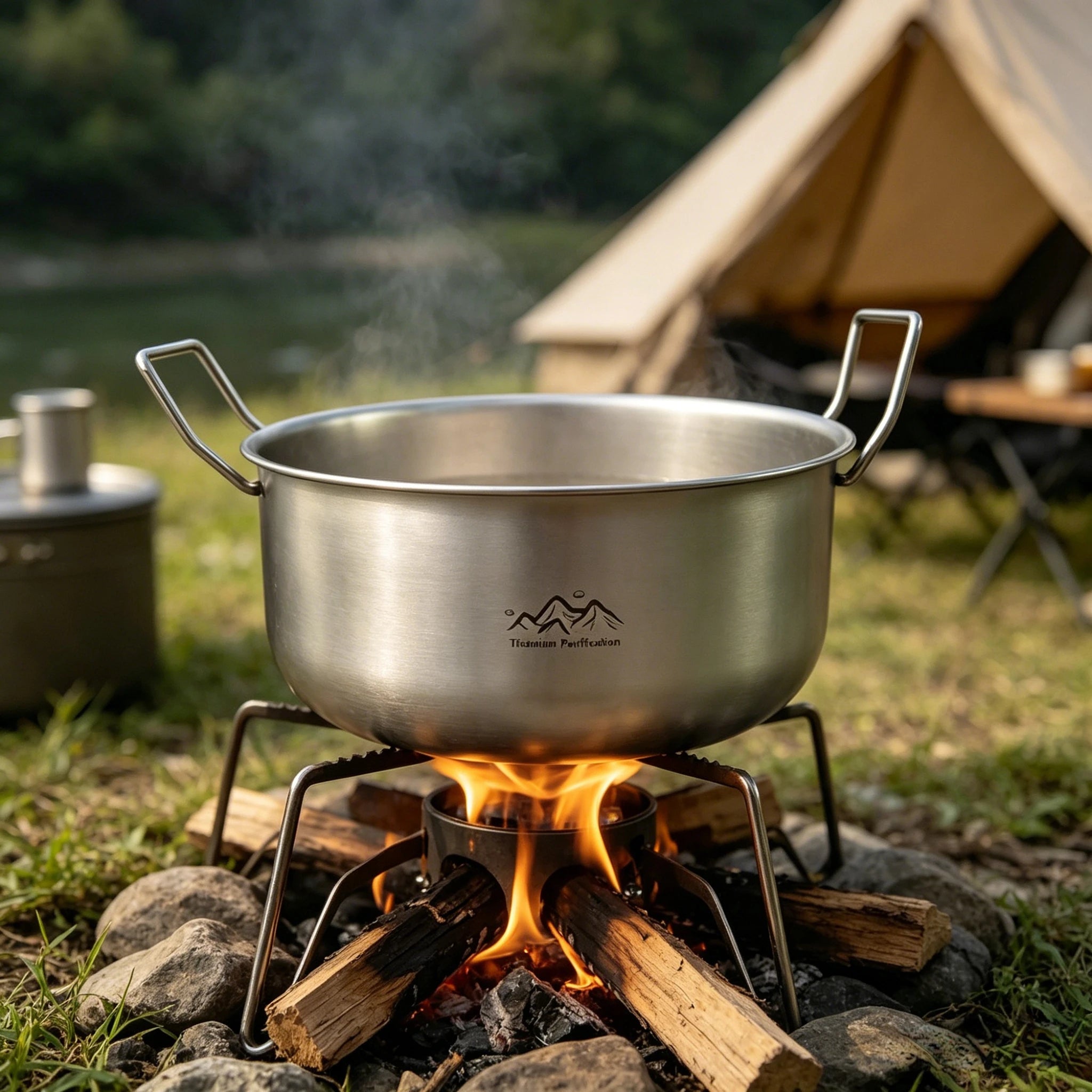 2L Titanium Camping Pot – Lightweight Folding Handle Cookware