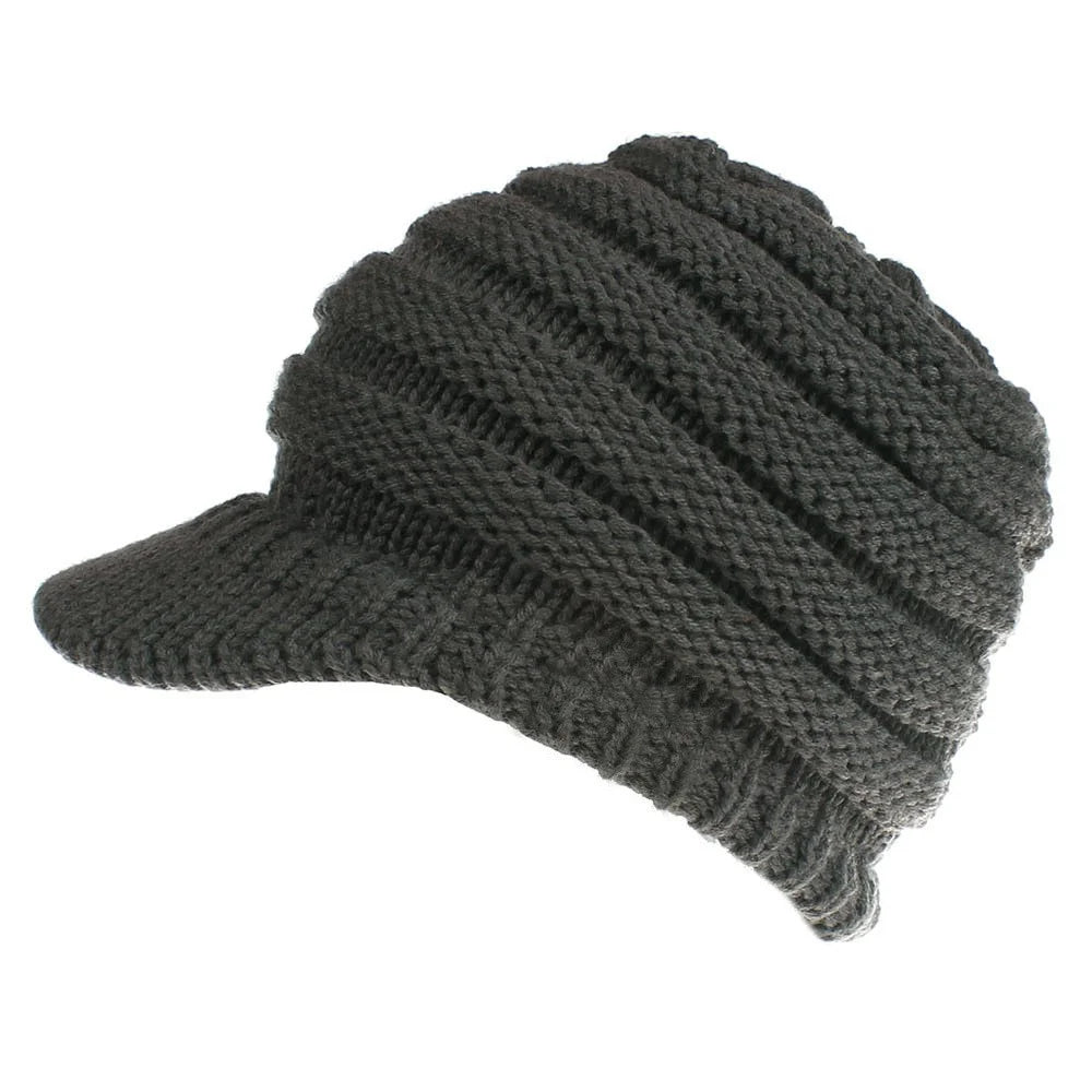 Classic European and American Knitted Hat Warm Knitted Hat Women's Empty Top Knitted Ponytail Hat Duck Tongue Winter Warmth Oasis Select 4