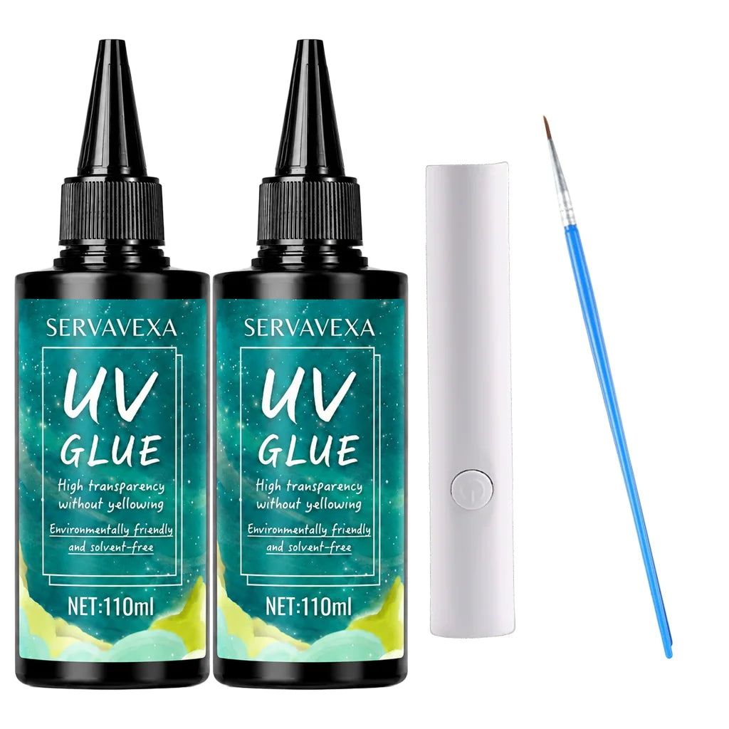 UV Glue Kit with UV Lamp & Fine Detail Brush – Crystal Clear Fast Cure Adhesive for Jewelry, Glass, Resin & DIY Repairs Oasis Select XP8046-2PC