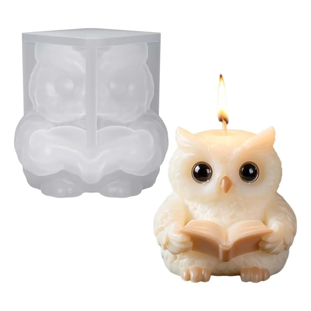 3D Cute Cartoon Reading Owl Shaped Silicone Candle Molds Aromatherapy Soap Resin Plaster Mold DIY Craft Home Decor Oasis Select