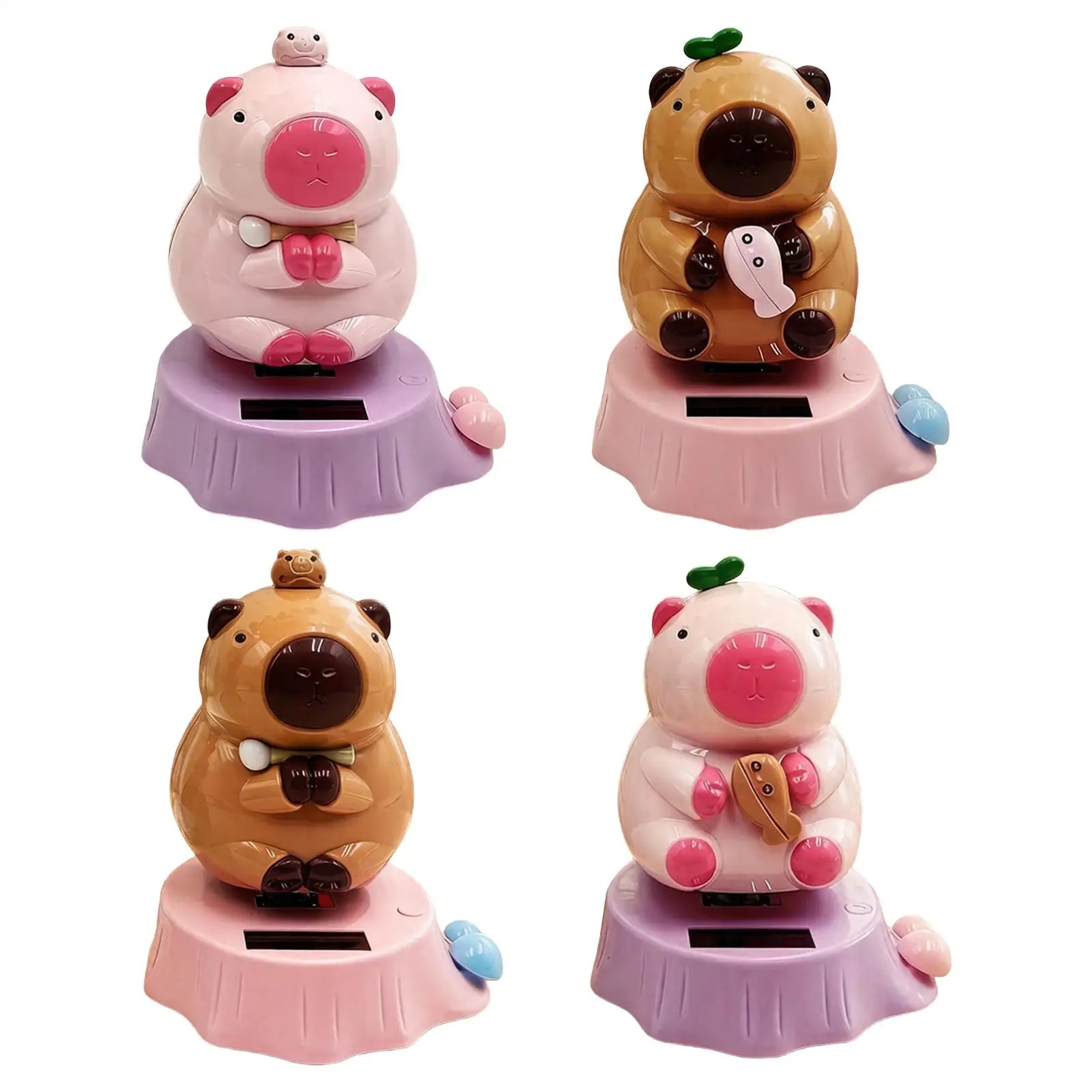 1PC Solar Powered Swinging Capybara Figurines Shaking Head Dashboard Dancing Figures Car Dashboard Decorative Ornaments ﻿ Oasis Select