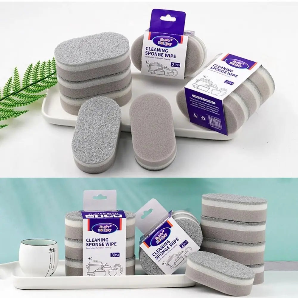 1/2/3Pcs Three-Layers Dishwashing Sponge Decontamination Double-Sided Cleaning Rag Household Cleaning Tools Thick Scouring Pad Oasis Select