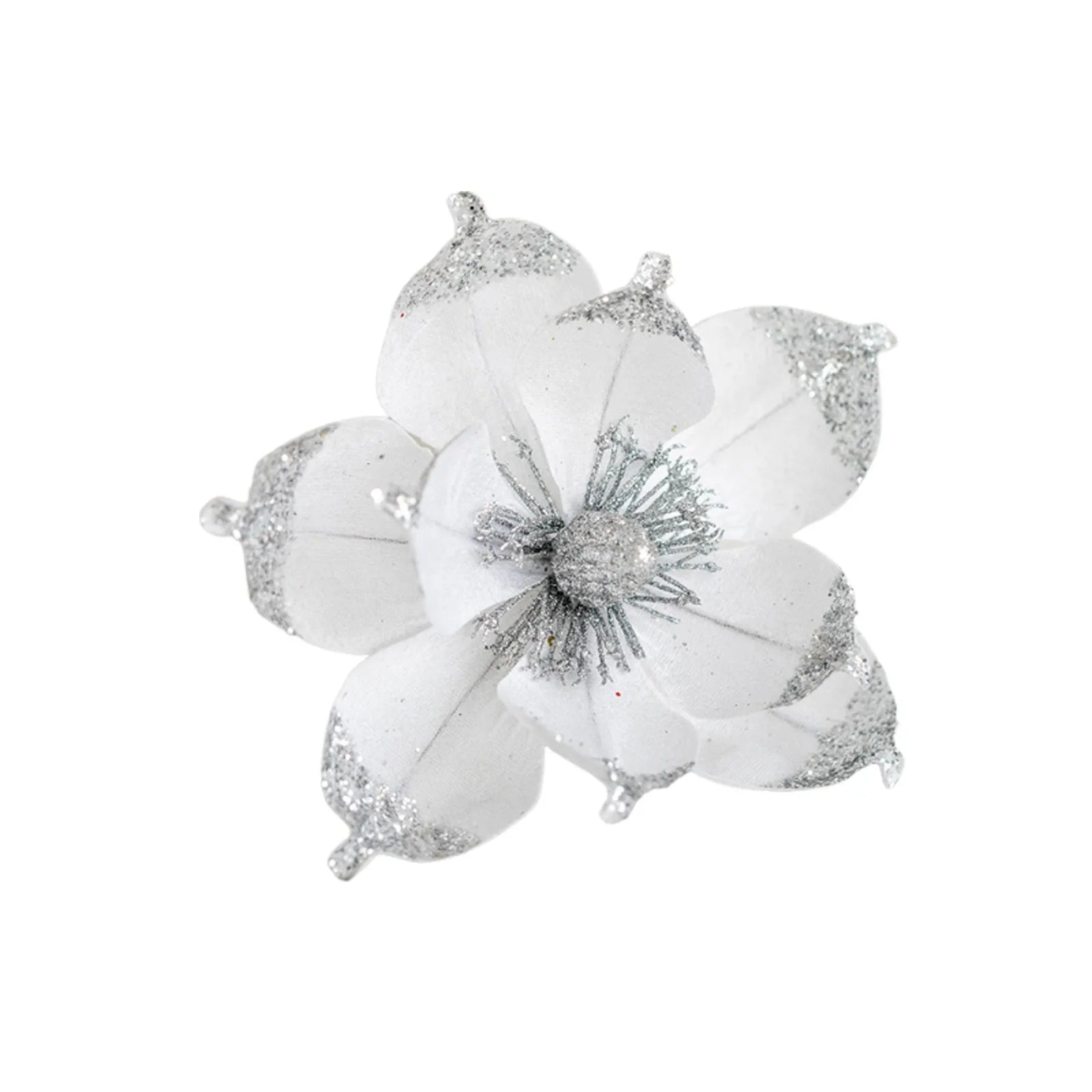 20cm Glitter Magnolia Christmas Flower Pick – Pink Sequin Christmas Flower Pick Oasis Select