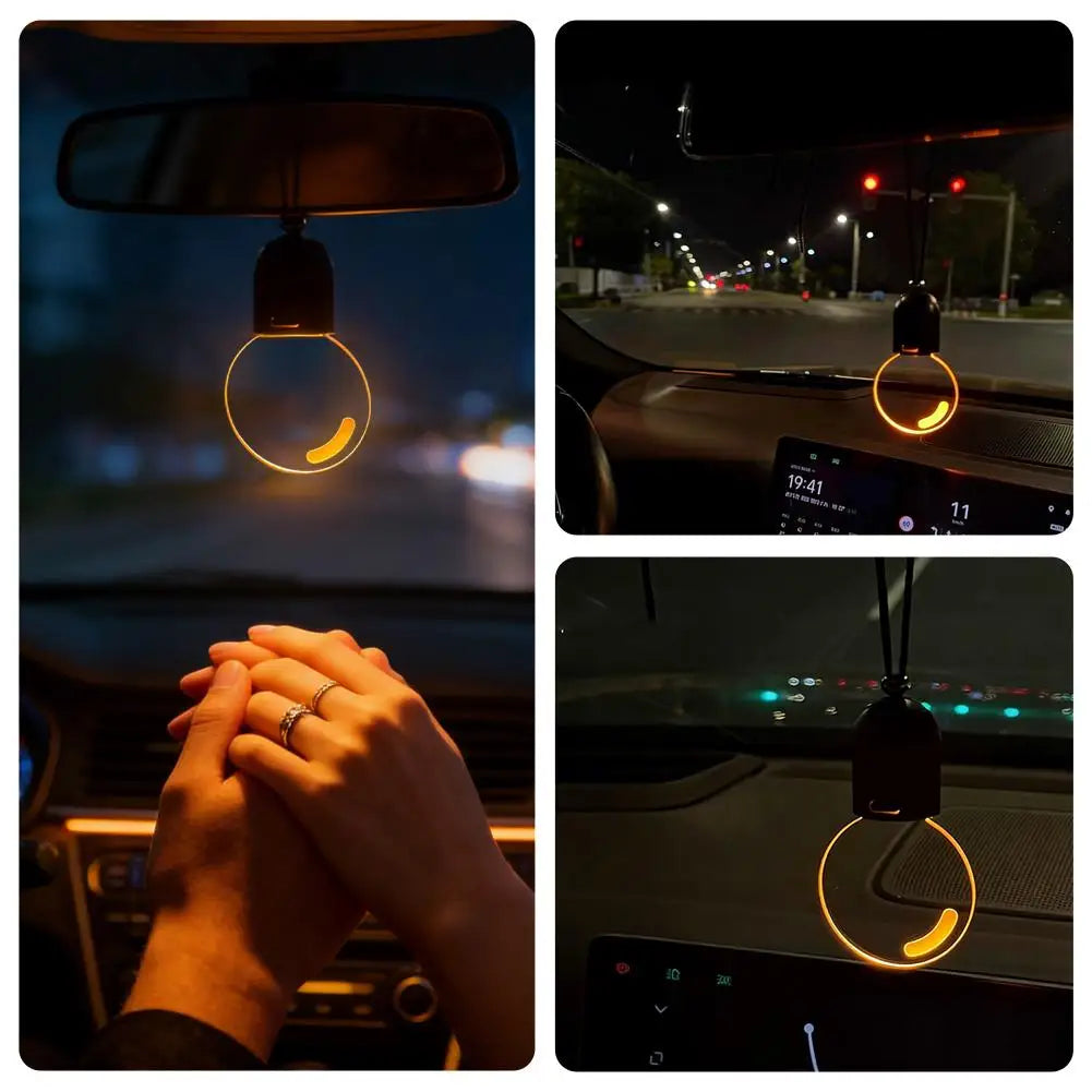 Retro Bulb Car Rearview Mirror Pendant – Warm White LED