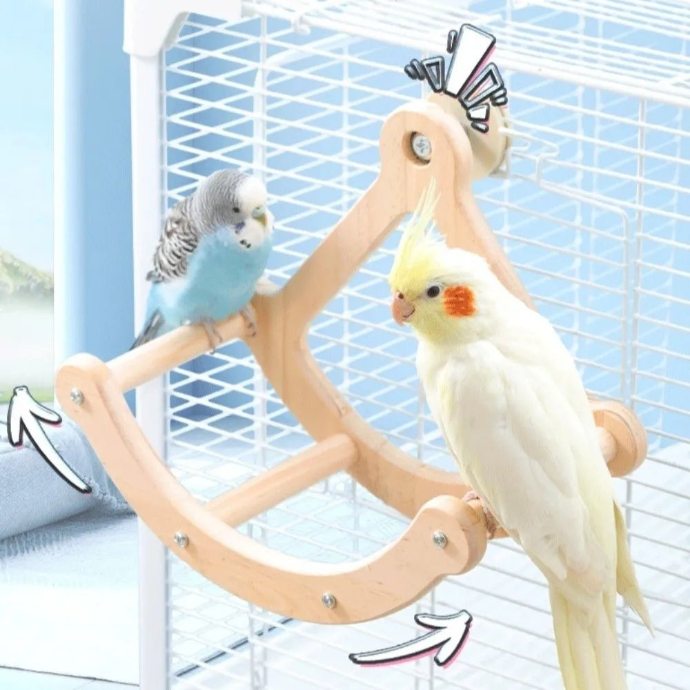 Wooden Bird Swing Toy – Rocking Perch for Parrots & Parakeets