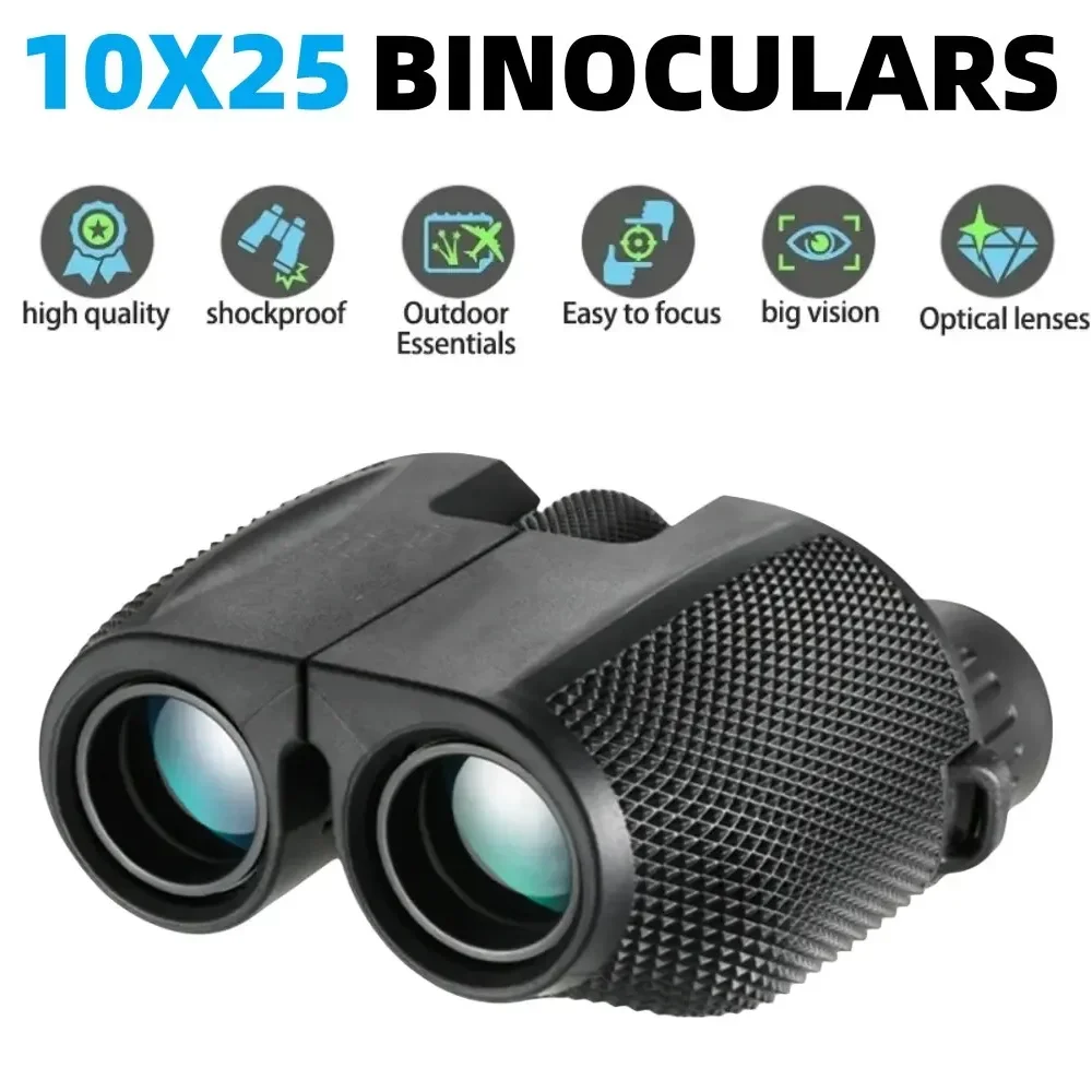 Binoculars 10X25 HD Mini Portable Telescope BAK4 FMC Coated Telescope Outdoor Bird Watching Hunting Travel Camping Ball Game Oasis Select