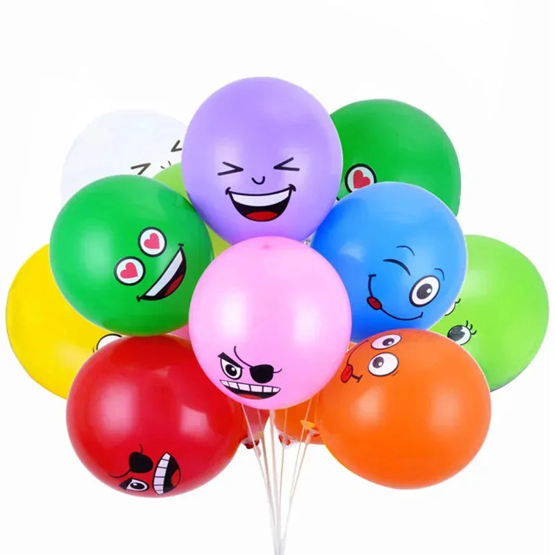 10/20/40/60pcs Children'S Birthday Party Is Decorated With Lovely Smiling Face Printing Large Big Eyes Smiley Face Latex Balloon Oasis Select