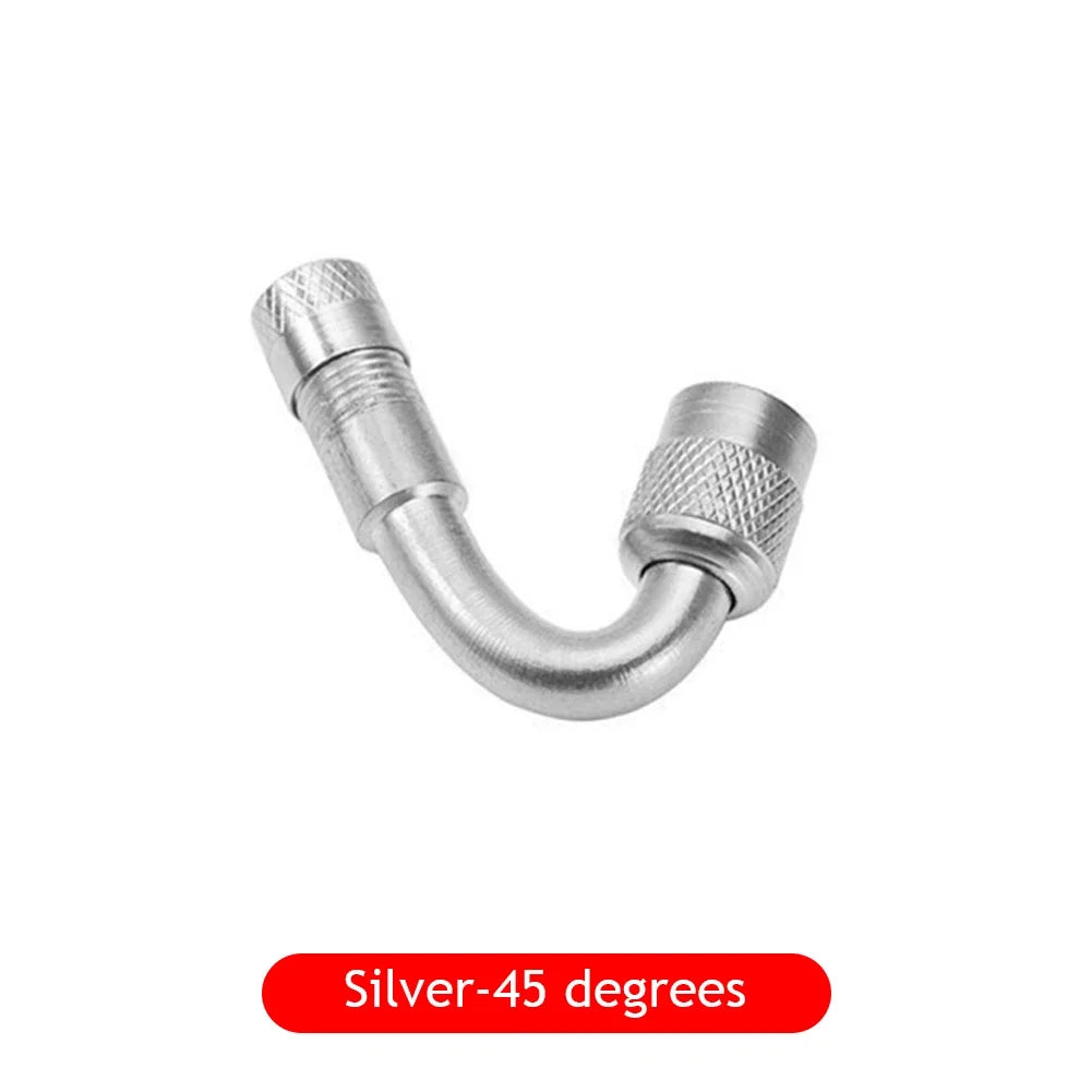 Motorcycle 45 90 135 Degree Angle Bent Valve Adaptor Tyre Tube Valve Extension Adapter for Truck Car Moto Bike Motorcycle Oasis Select 45 degree-Silver
