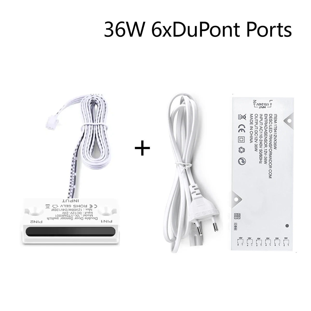 LED Supply Converter DC12V Lighting Drivers Transformer with 4-10PCS Dupont Ports,Door Double Side Proximity Sensing Swtich Oasis Select 36W-6 DuPont Ports US Plug
