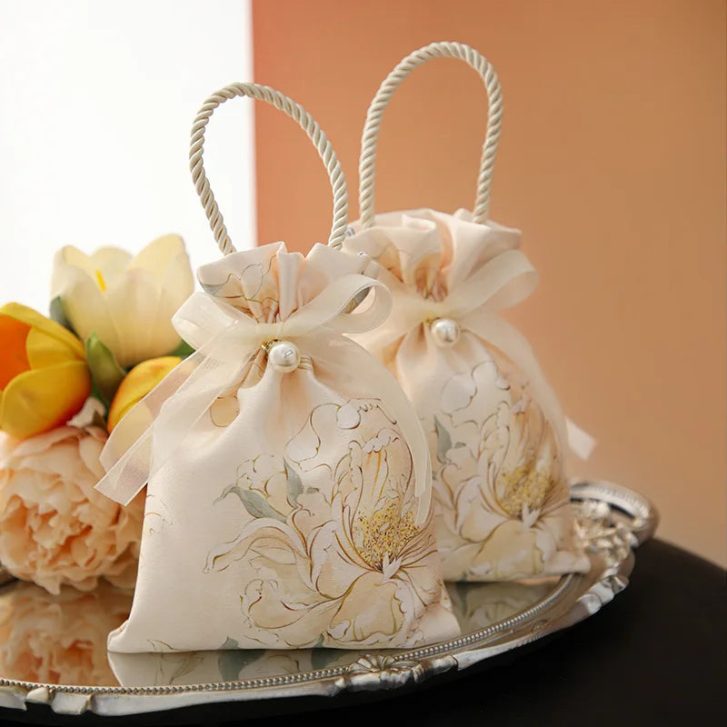 Vintage Floral Drawstring Candy Gift Bags – Wedding & Shower